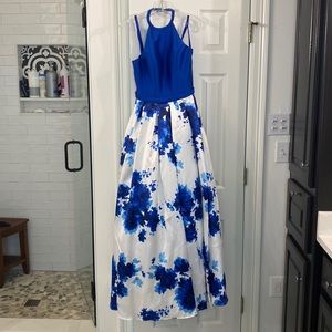 COLORS ~ Royal Blue Halter Top Dress w/ Floral ~ 6